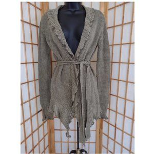 Vintage Ralph Lauren Linen Open Front Sweater Cardigan Cashmere Blue Label